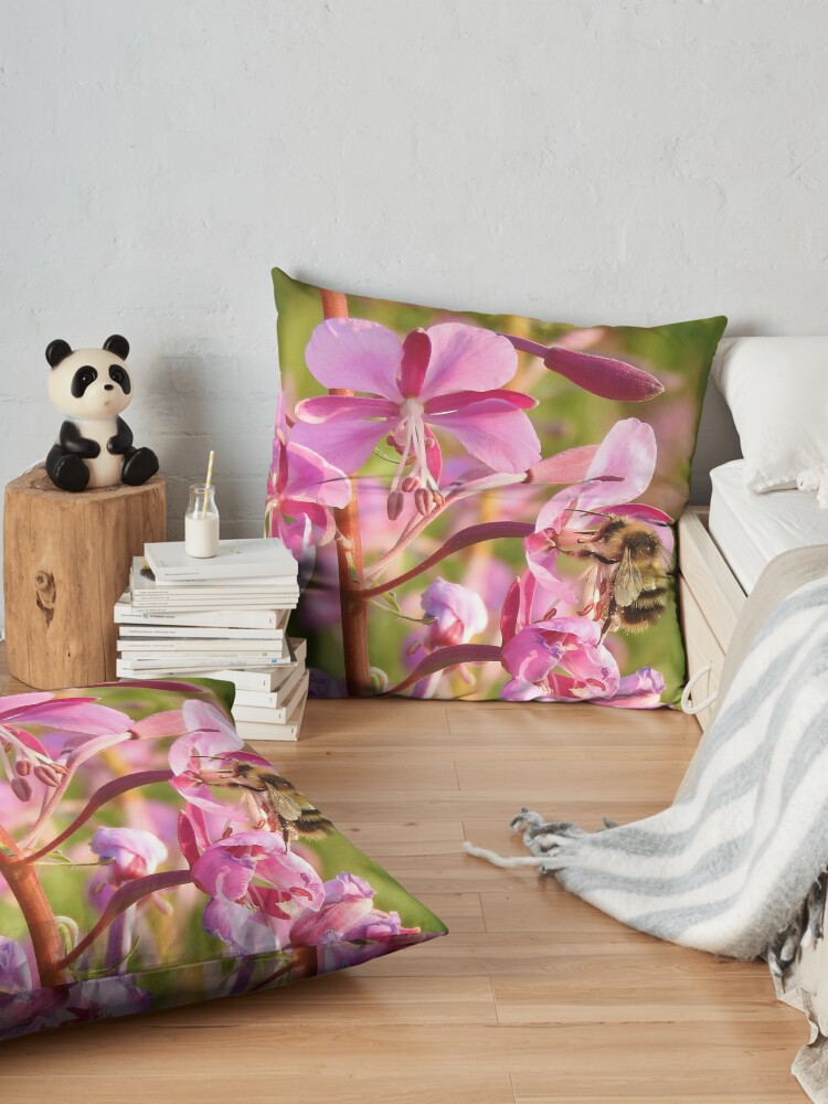 Alternate view of Bumblebee on Fireweed Floor Pillow