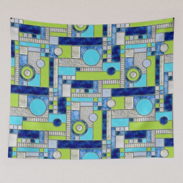Item preview, Bloqueo de color de vidriera - Azul Verde designed and sold by WickedRefined - Nicole Demereckis.
