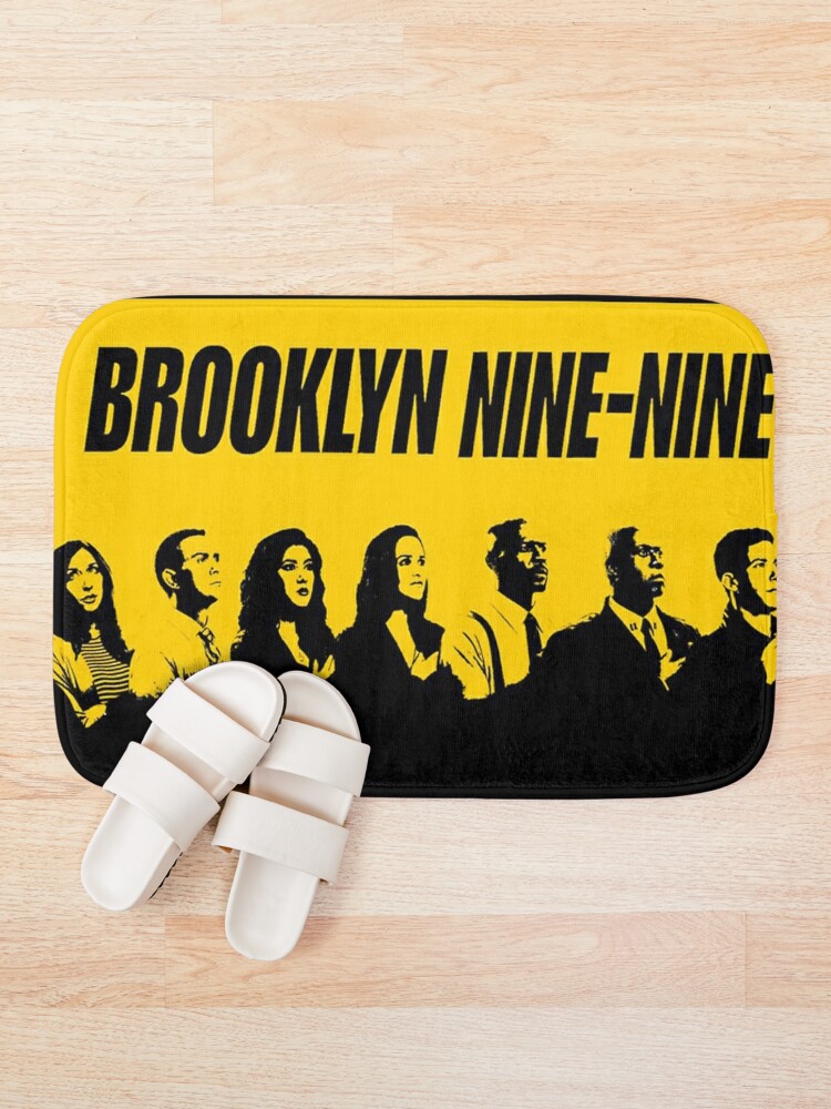 Brooklyn Nine Nine Tv Show Yellow Stencil Wallpaper Poster Design Bath Mat By Aditmohan27 Redbubble