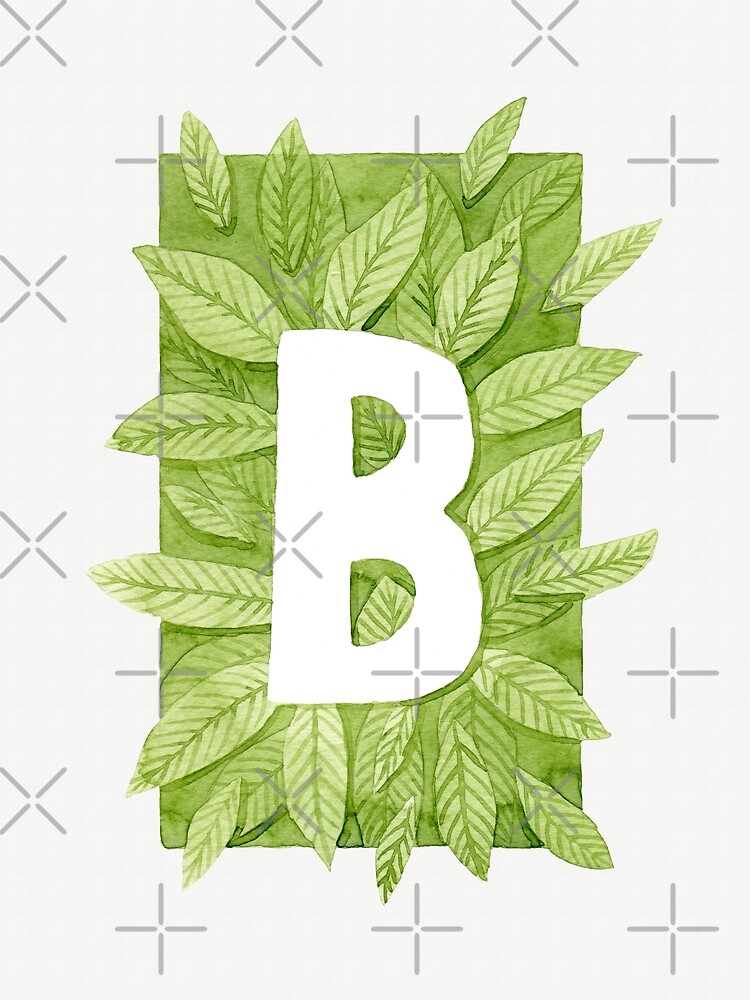 "Letter B In Green Watercolor Leaves" Poster For Sale By Helga-wigandt ...