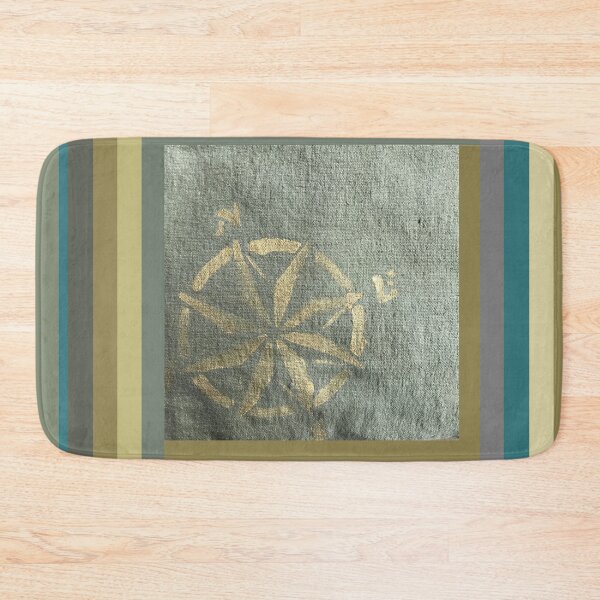 Item preview, Compass: painted in gold on hand dyed green fabric designed and sold by djrunnels.