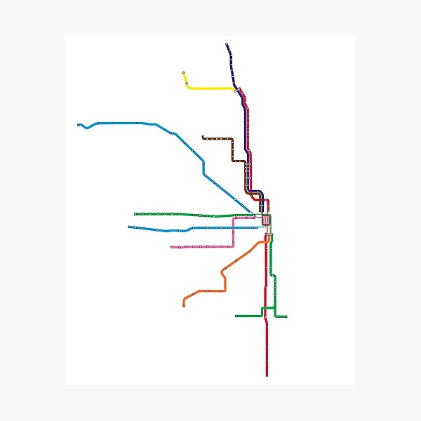 Chicago "L" Map Photographic Print