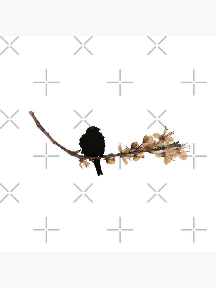 Japanese Quince Pressed Flower Blackbird by travellingquill
