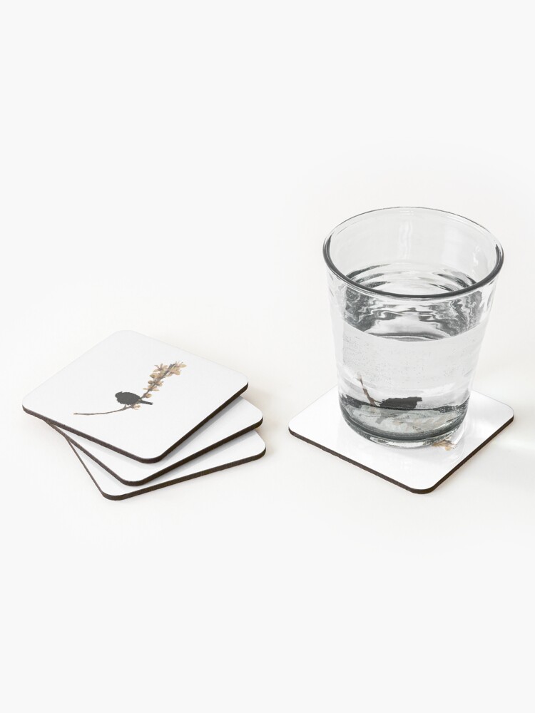 Alternate view of Japanese Quince Pressed Flower Blackbird Coasters (Set of 4)