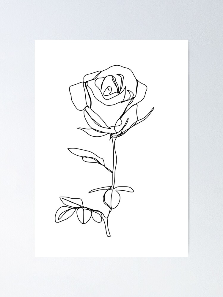 Poster Rose Noire Et Blanche Minimaliste Par Brabikate Redbubble