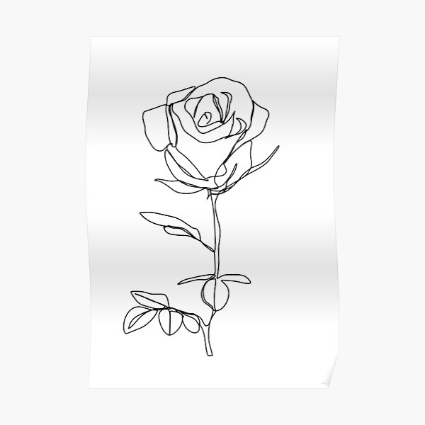 Minimalistic Black and White Rose Poster