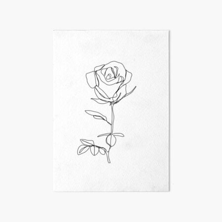 Minimalistic Black and White Rose Art Board Print