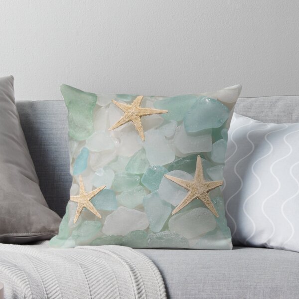 Starfish Seaglass 3 Throw Pillow