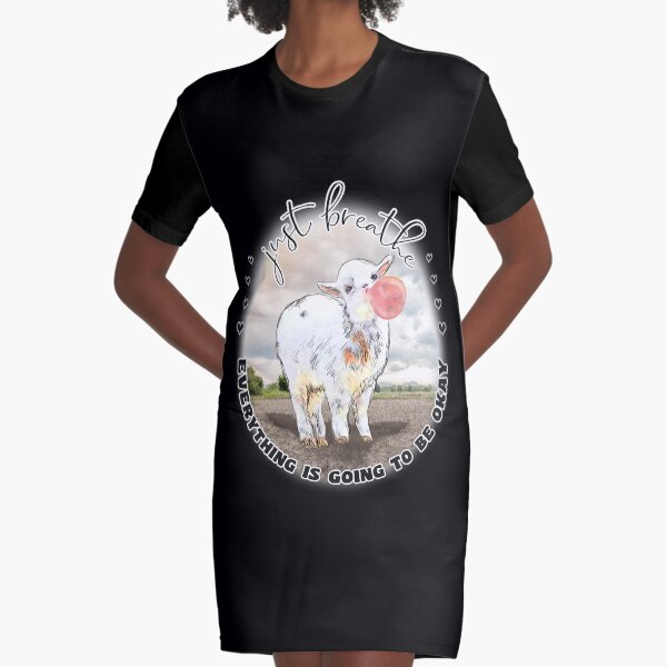 Cute Baby Goat Bubblegum Just Breathe Graphic T-Shirt Dress