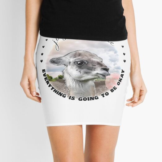 Cute Llama with Bubblegum Just Breathe Mini Skirt