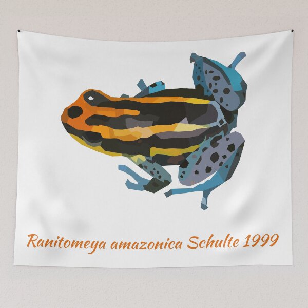 Item preview, Orange and blue poison dart frog portrait drawing designed and sold by Bug & Brush.