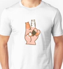 Cat Fingers Peace Slim Fit T-Shirt