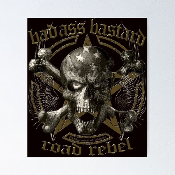 Item preview, Badass bastard skull designed and sold by shirtmatic.