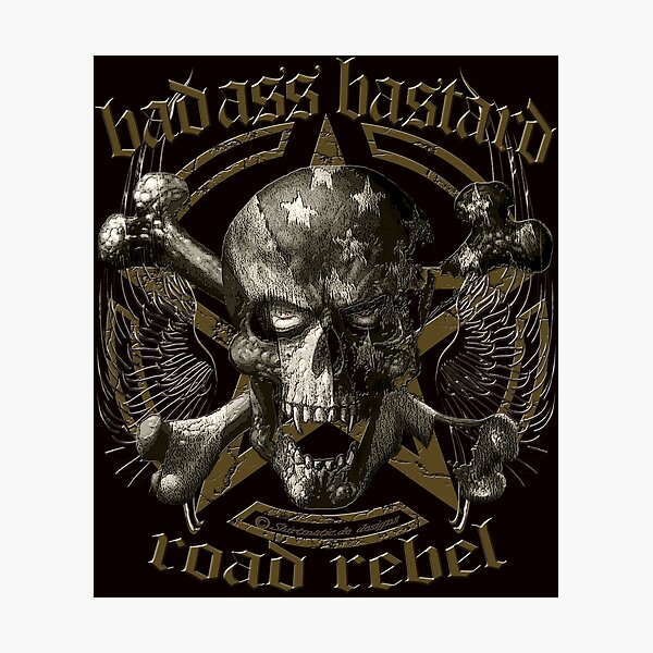 Item preview, Badass bastard skull designed and sold by shirtmatic.