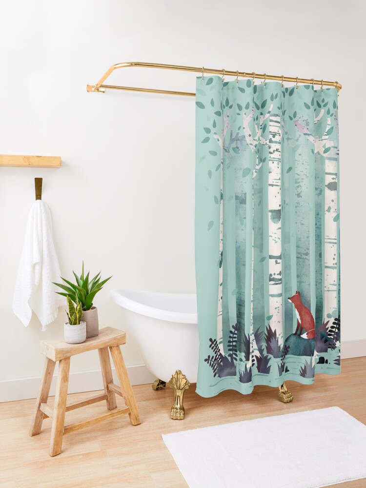 Alternate view of The Birches Shower Curtain