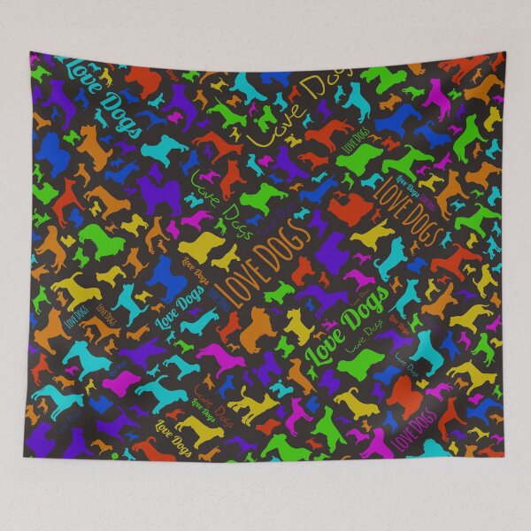 Item preview, Fun Colorful Love dogs Silhouettes Pattern designed and sold by k9printart.