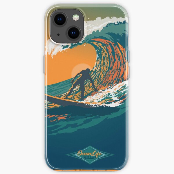 Affiche de surf rétro Ocean Life Surf Club Coque souple iPhone
