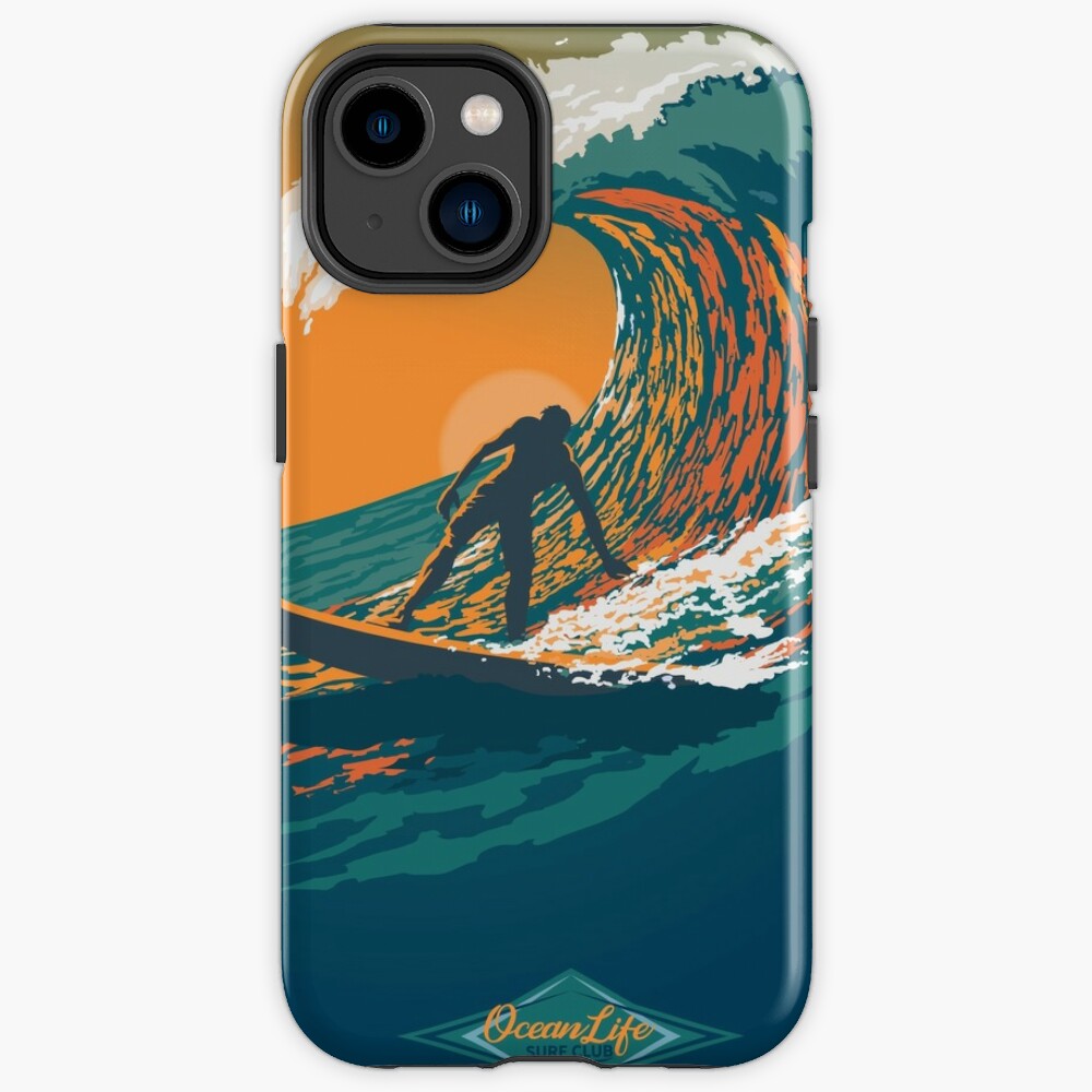 Disover Ocean Life Surf Club retro surf poster  | iPhone Case