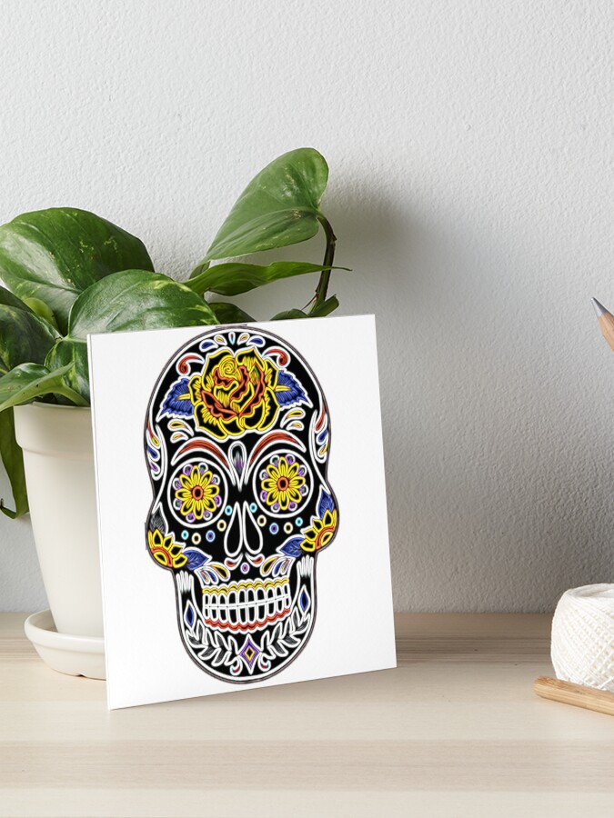 Neon Cinco de mayo skull Art Board Print for Sale by