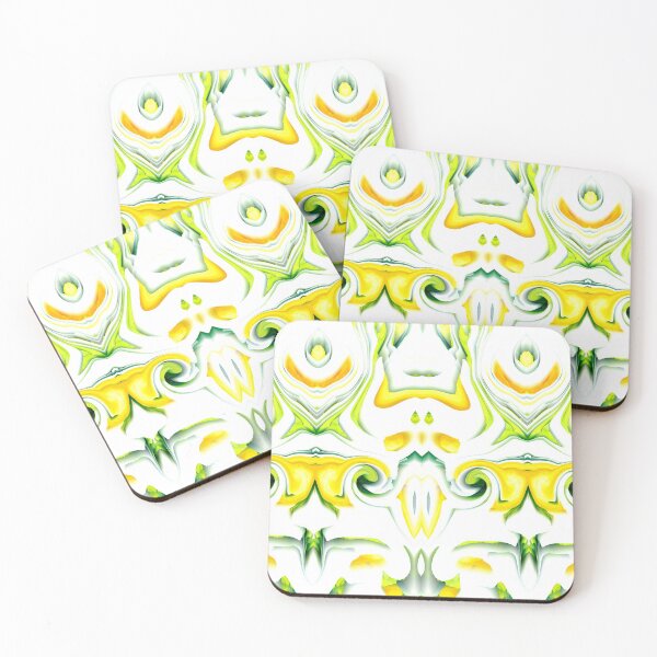 Item preview, yellow green abstract mirrored pattern designed and sold by haroulita.