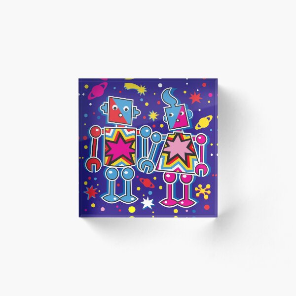 SPACE ROBOT LOVERS by Tim Davies Acrylic Block