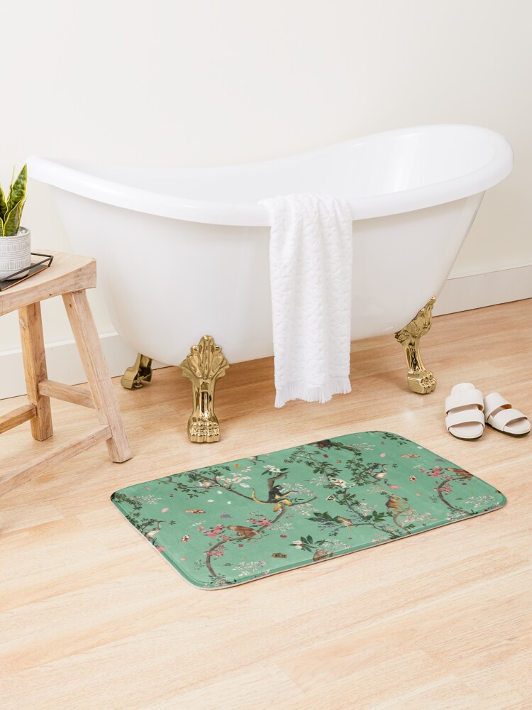 Thumbnail 2 of 6, Bath Mat, Monkey World Green designed and sold by fifikoussout.