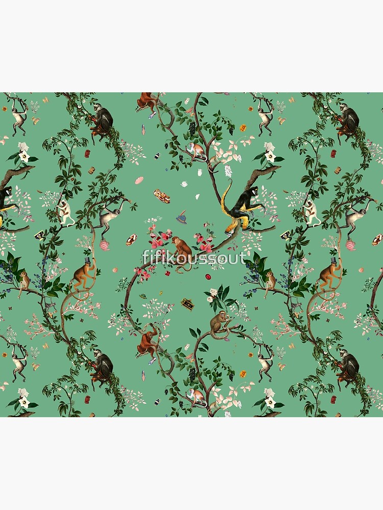 Thumbnail 3 of 3, Tapestry, Monkey World Green designed and sold by fifikoussout.