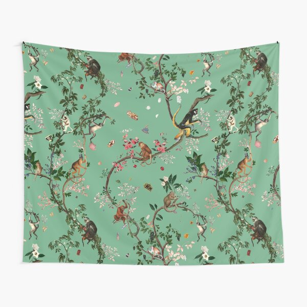 Monkey World Green Tapestry