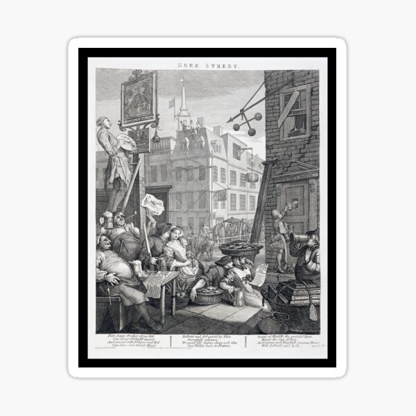 Item preview, Vintage 'Beer Street' 1759 Alcohol Illustration   designed and sold by knightsydesign.