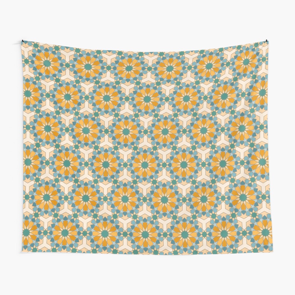 Geometric Pattern: Arabic Tiles: Lily Wall Tapestry