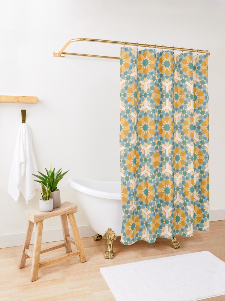 Alternate view of Geometric Pattern: Arabic Tiles: Lily Shower Curtain
