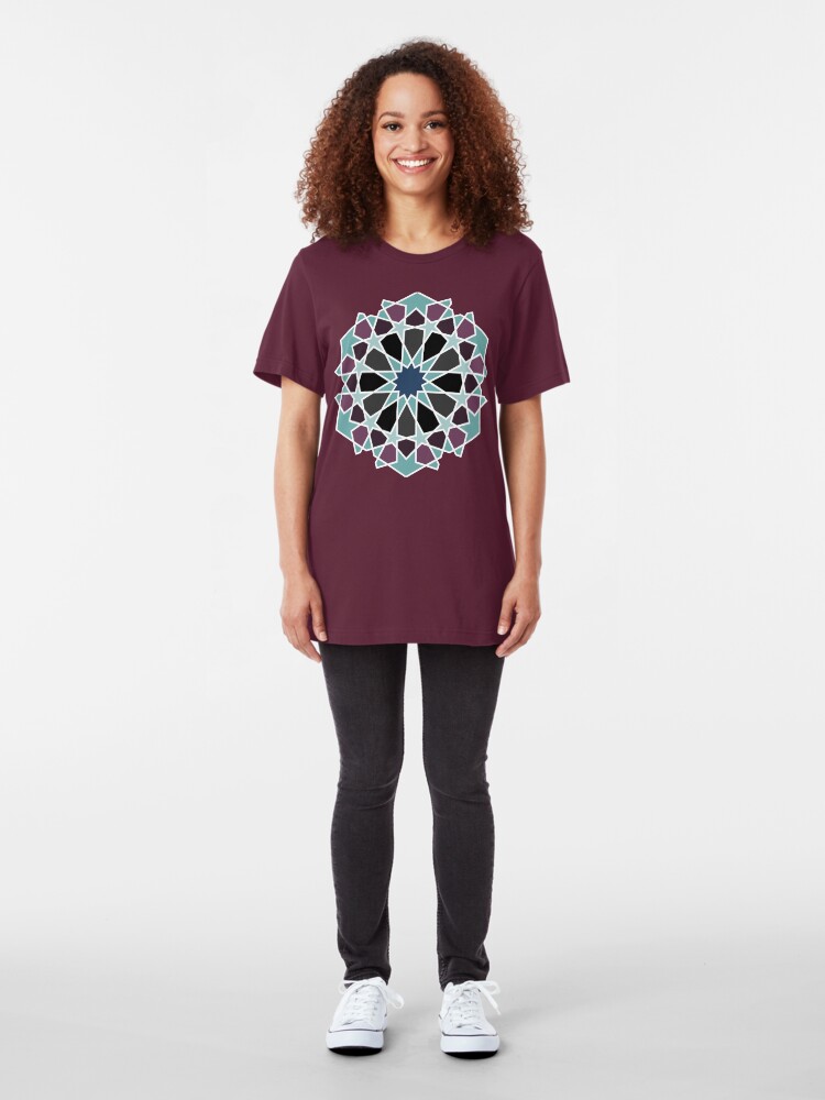 Alternate view of Geometric Pattern: Arabic Tiles: Midnight Slim Fit T-Shirt