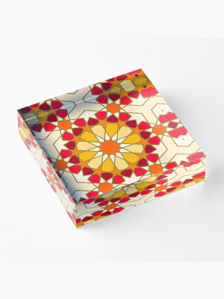 Alternate view of Geometric Pattern: Arabic Tiles: Sunset Acrylic Block