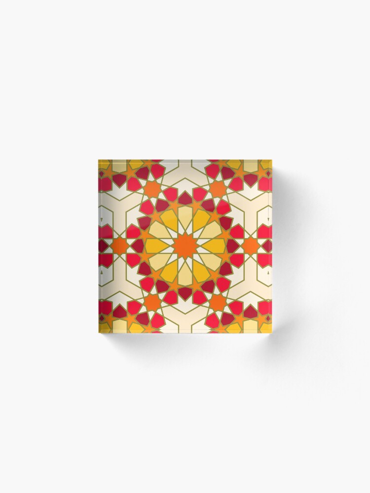 Alternate view of Geometric Pattern: Arabic Tiles: Sunset Acrylic Block