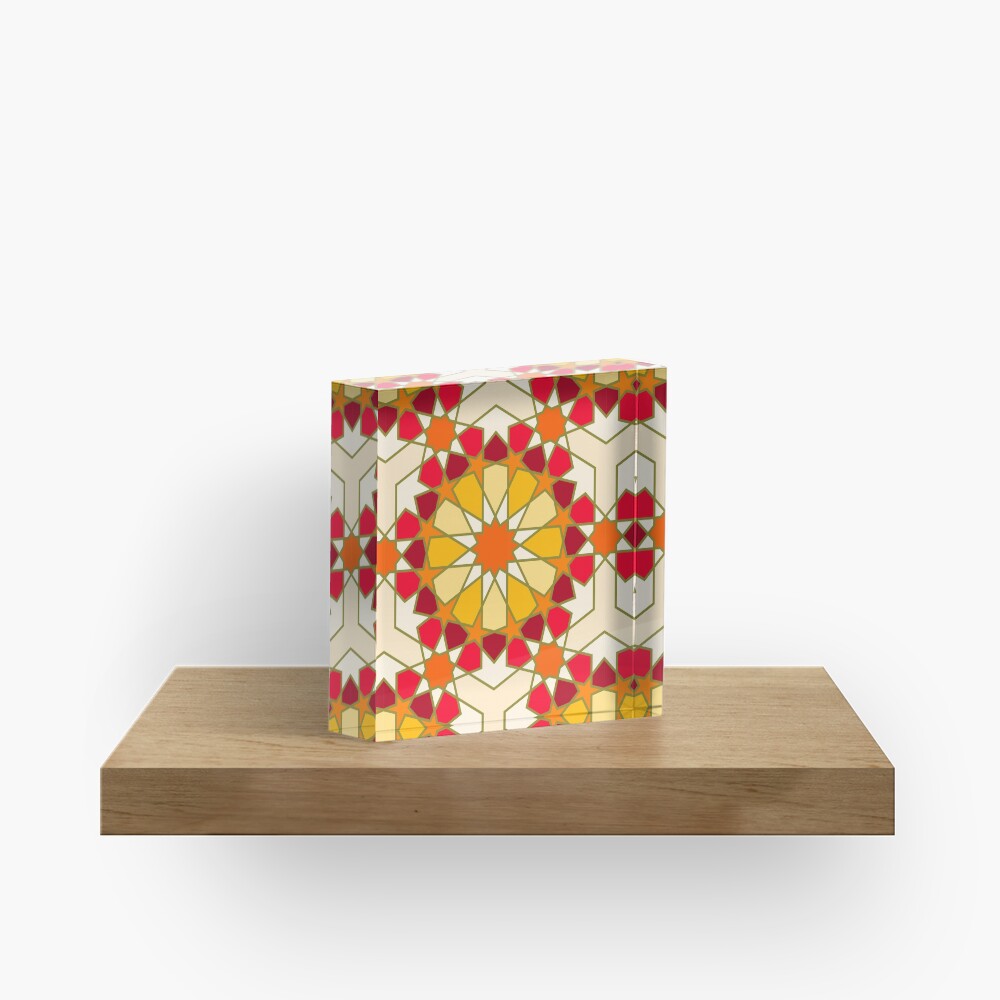 Geometric Pattern: Arabic Tiles: Sunset Acrylic Block