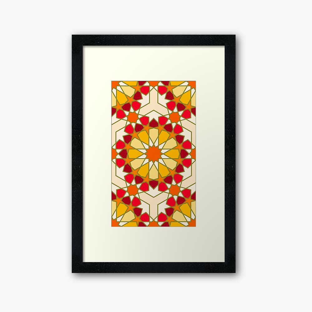 Geometric Pattern: Arabic Tiles: Sunset Framed Art Print