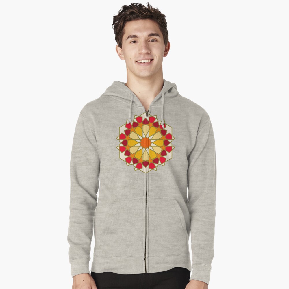 Geometric Pattern: Arabic Tiles: Sunset Zipped Hoodie