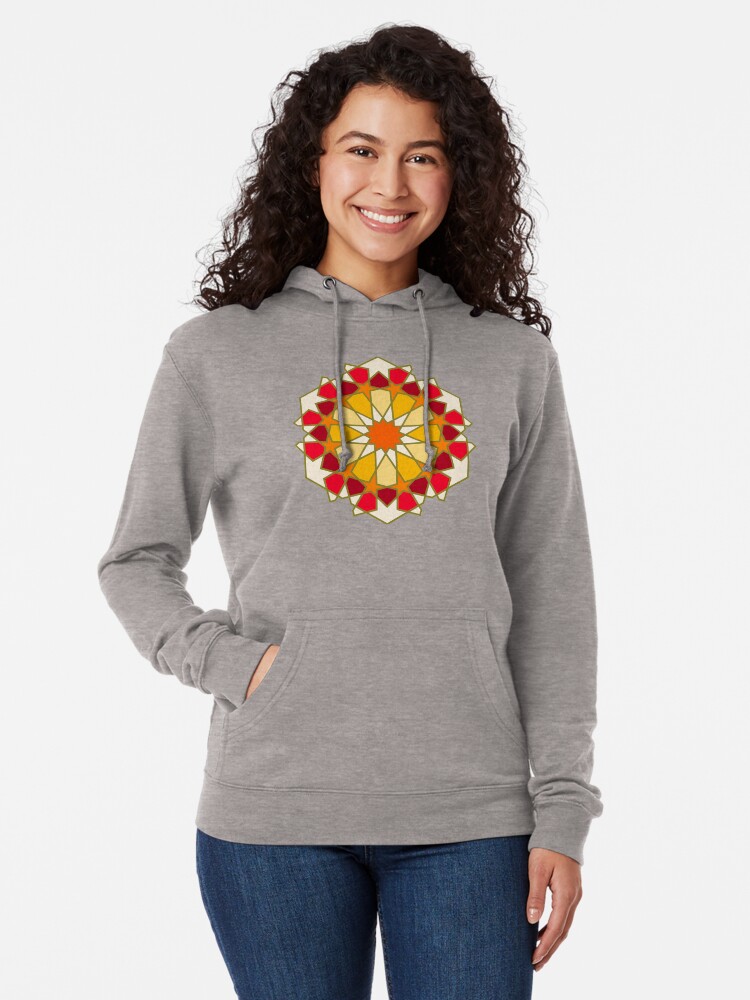 Alternate view of Geometric Pattern: Arabic Tiles: Sunset Lightweight Hoodie