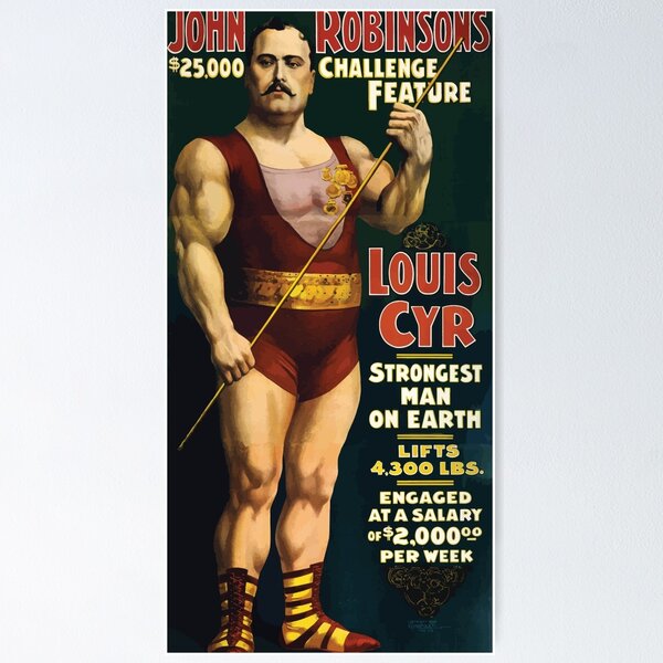 Item preview, Poster 1890s Louis Cyr strongest man on earth 1898 designed and sold by wetdryvac.