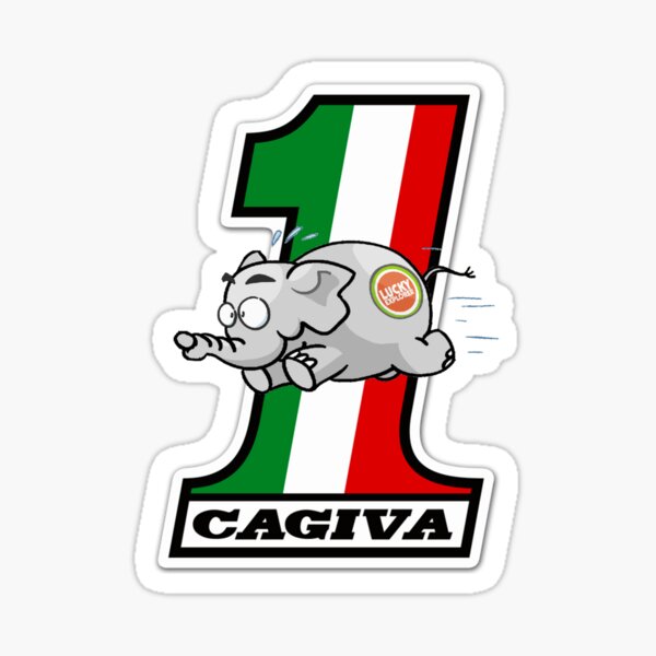 Cagiva Brushed Metal Effect Elephant head Motorcycle graphics sticker x 2PCS 