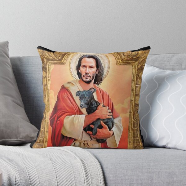 Keanu Reeves, St John, patron St of Doggies Throw Pillow