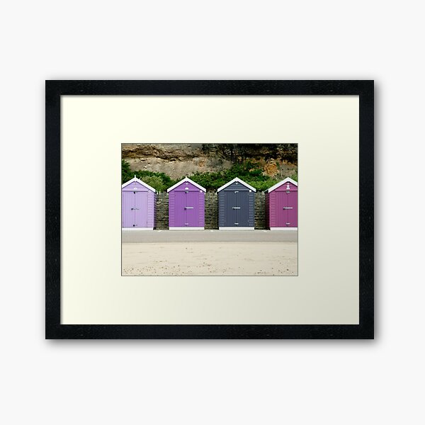 Purple Beach Huts Framed Art Print