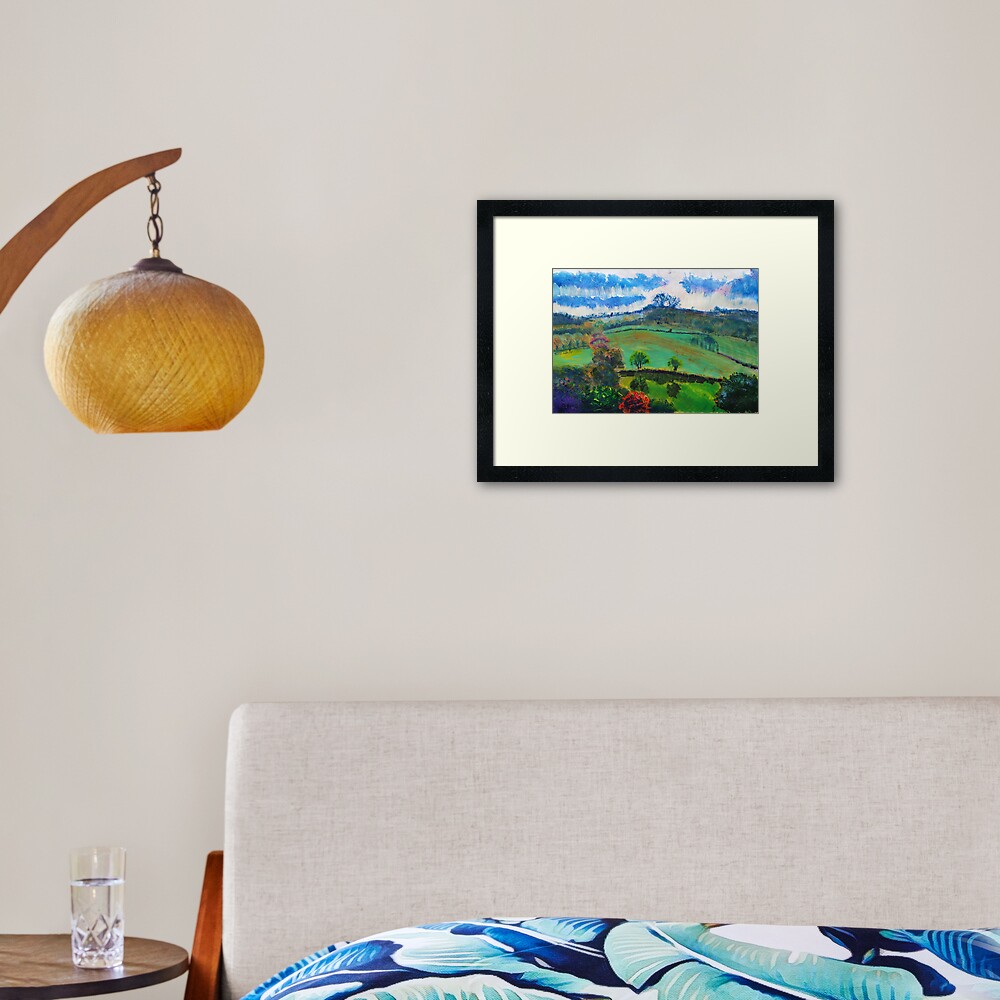 "English Countryside Landscape Painting" Framed Art Print for Sale by