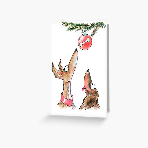 Christmas Waiting Dogs Greeting Card