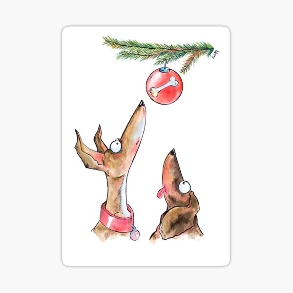 Christmas Waiting Dogs Sticker