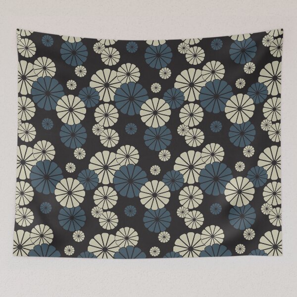 Item preview, Floral pattern with blue and beige designed and sold by Yellow-Studio.