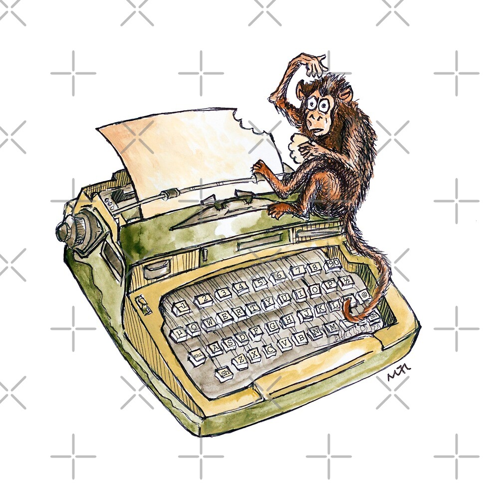 "Typewriter Monkey" by Jokertoons Redbubble