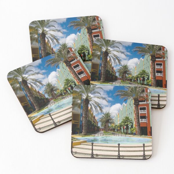 Item preview, Colourful Caribbean Street with Palm Trees designed and sold by Tony Skerl.