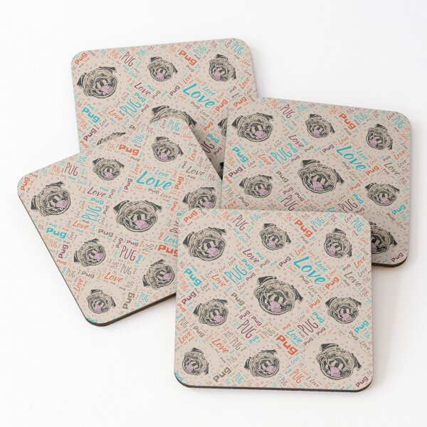 Item preview, Cute Pug dog Word pattern designed and sold by k9printart.