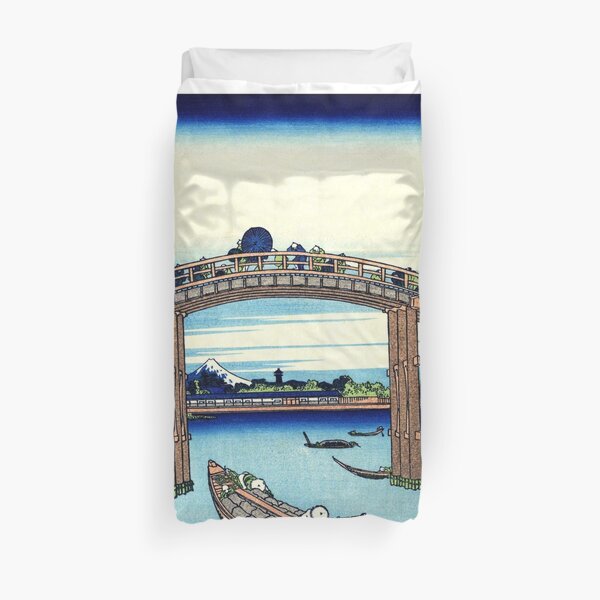 Fuji seen through the Mannen bridge at Fukagawa Duvet Cover